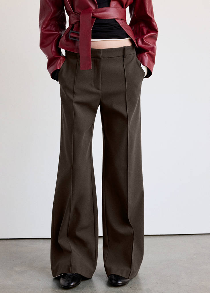 Flared trousers with seams — Medium Brown