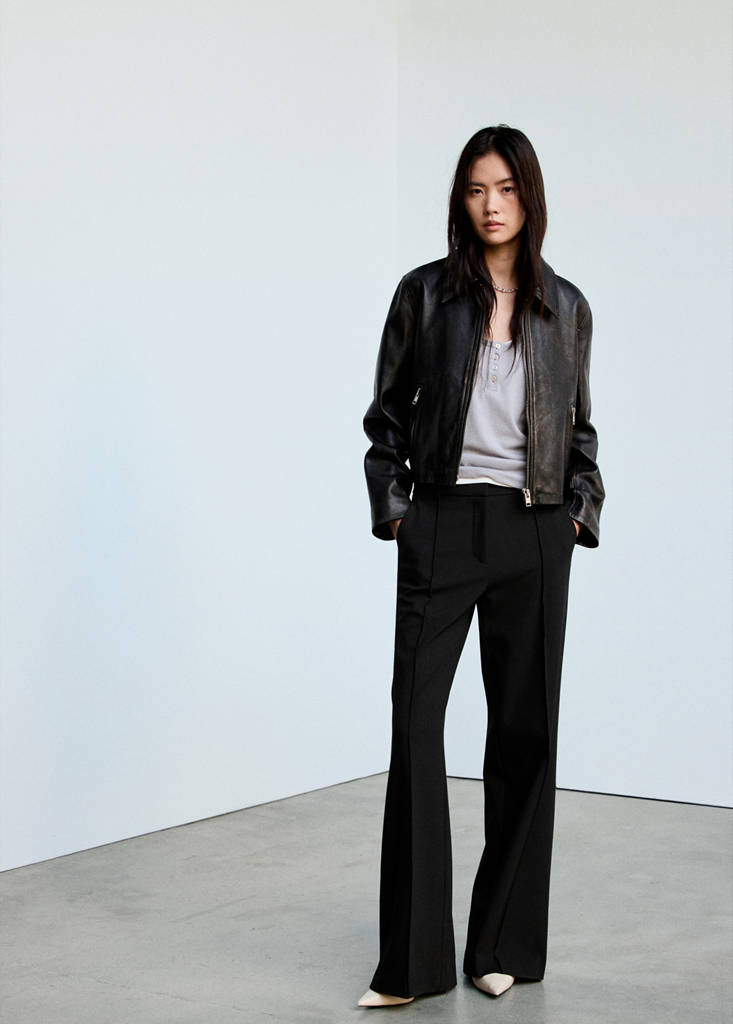 Flared trousers with seams — Black