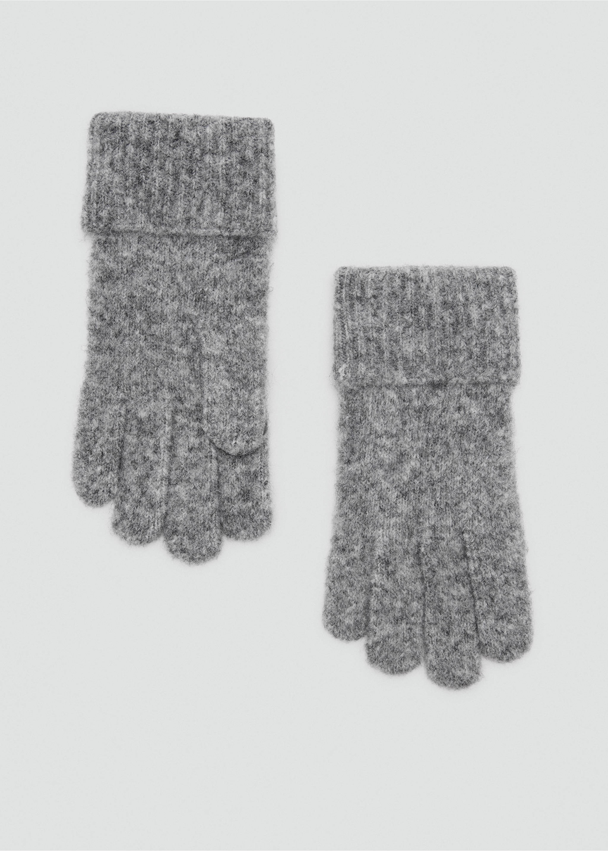 Knitted wool-blend gloves - Article without model, Grey. Ref: 37045994-00.