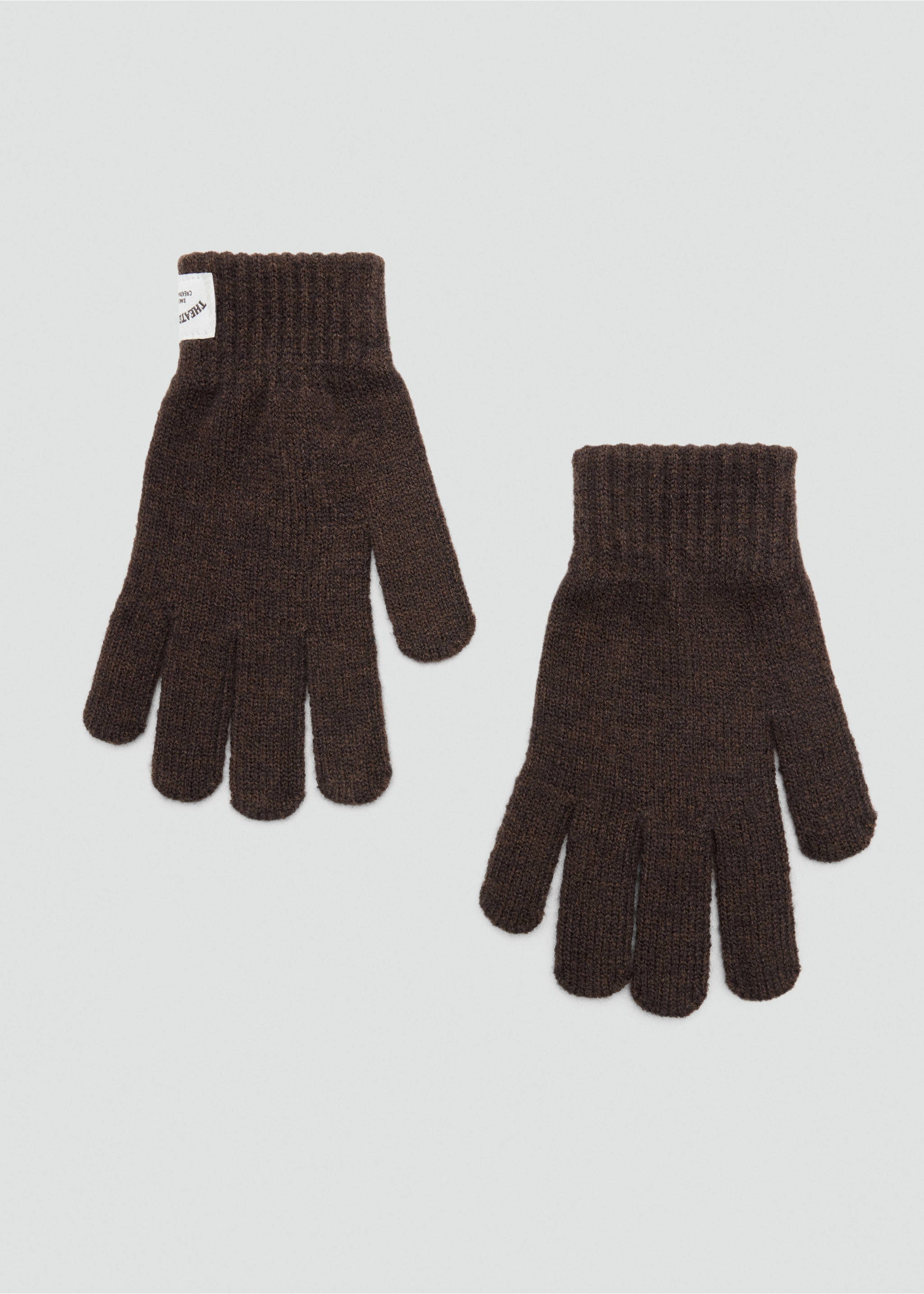 Plain knit gloves - Article without model, Chocolate. Ref: 37045996-00.