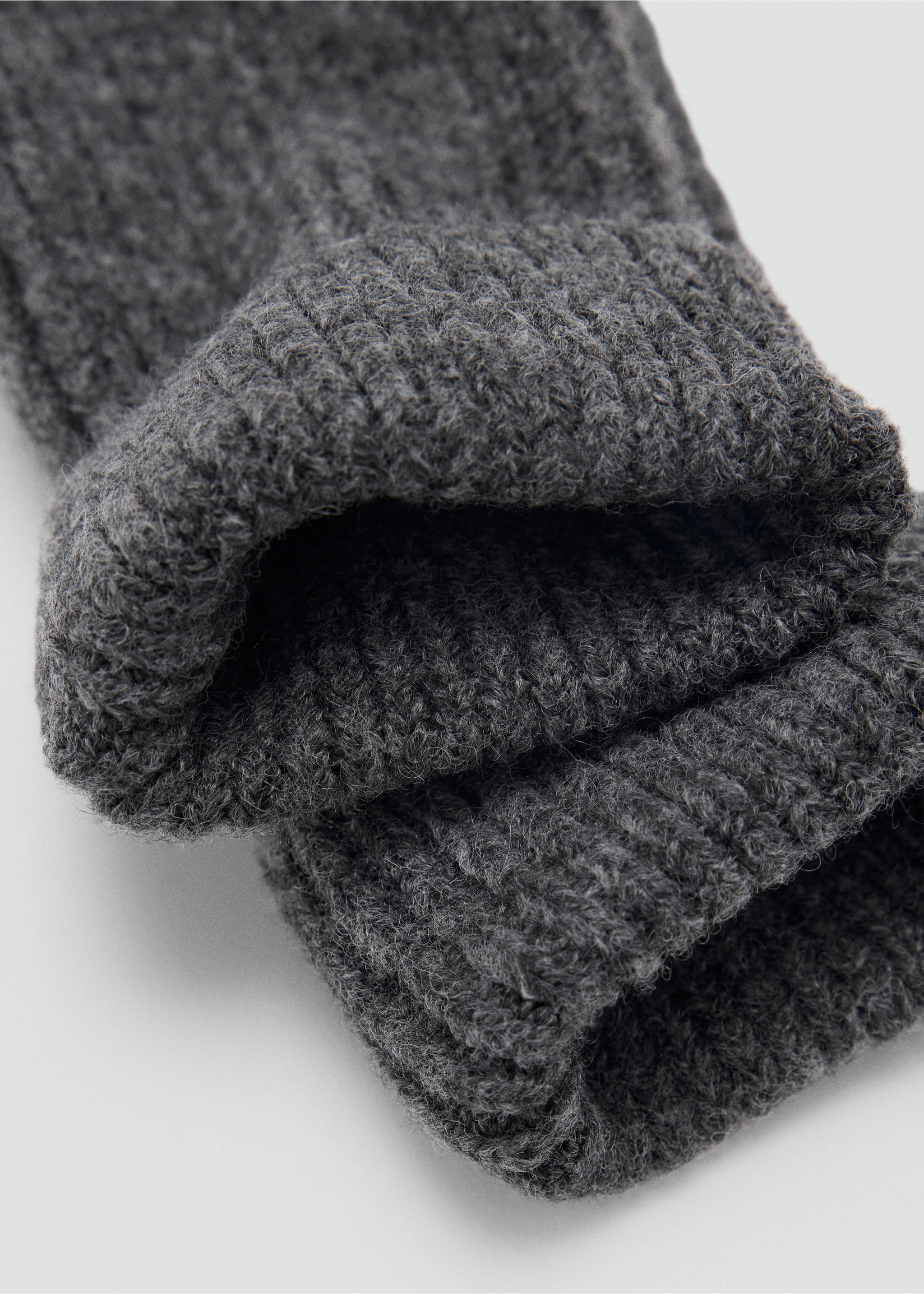 Turn-up cuff ribbed gloves - Medium plane, Grey. Ref: 37045998-00.