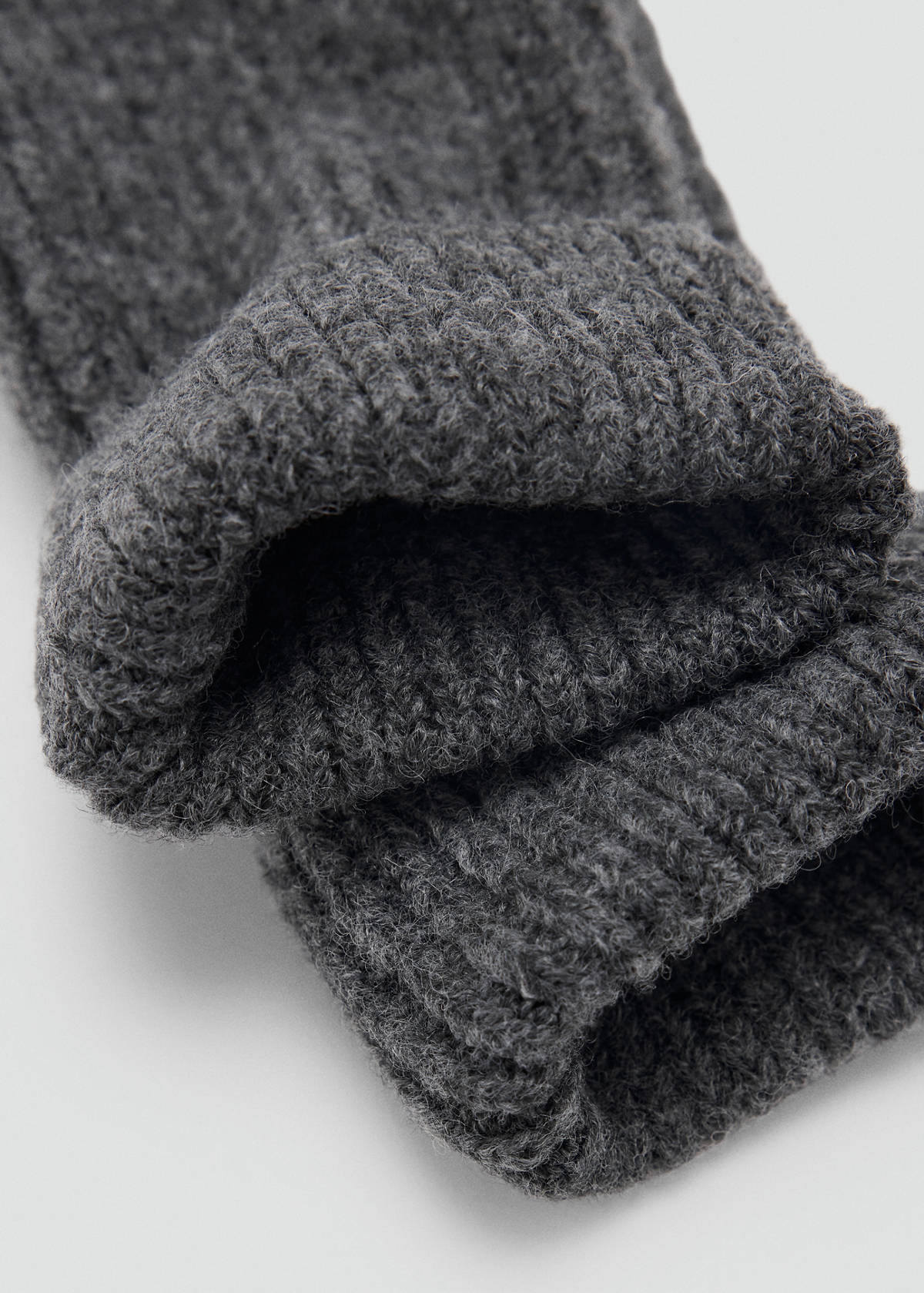 Turn-up cuff ribbed gloves — Grey