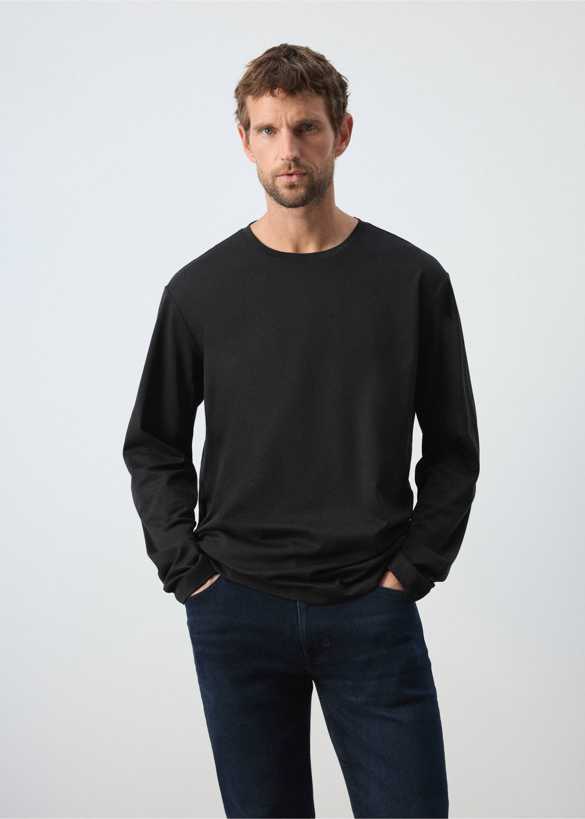 100% cotton T-shirt regular fit - Medium plane, Black. Ref: 37045999-00.