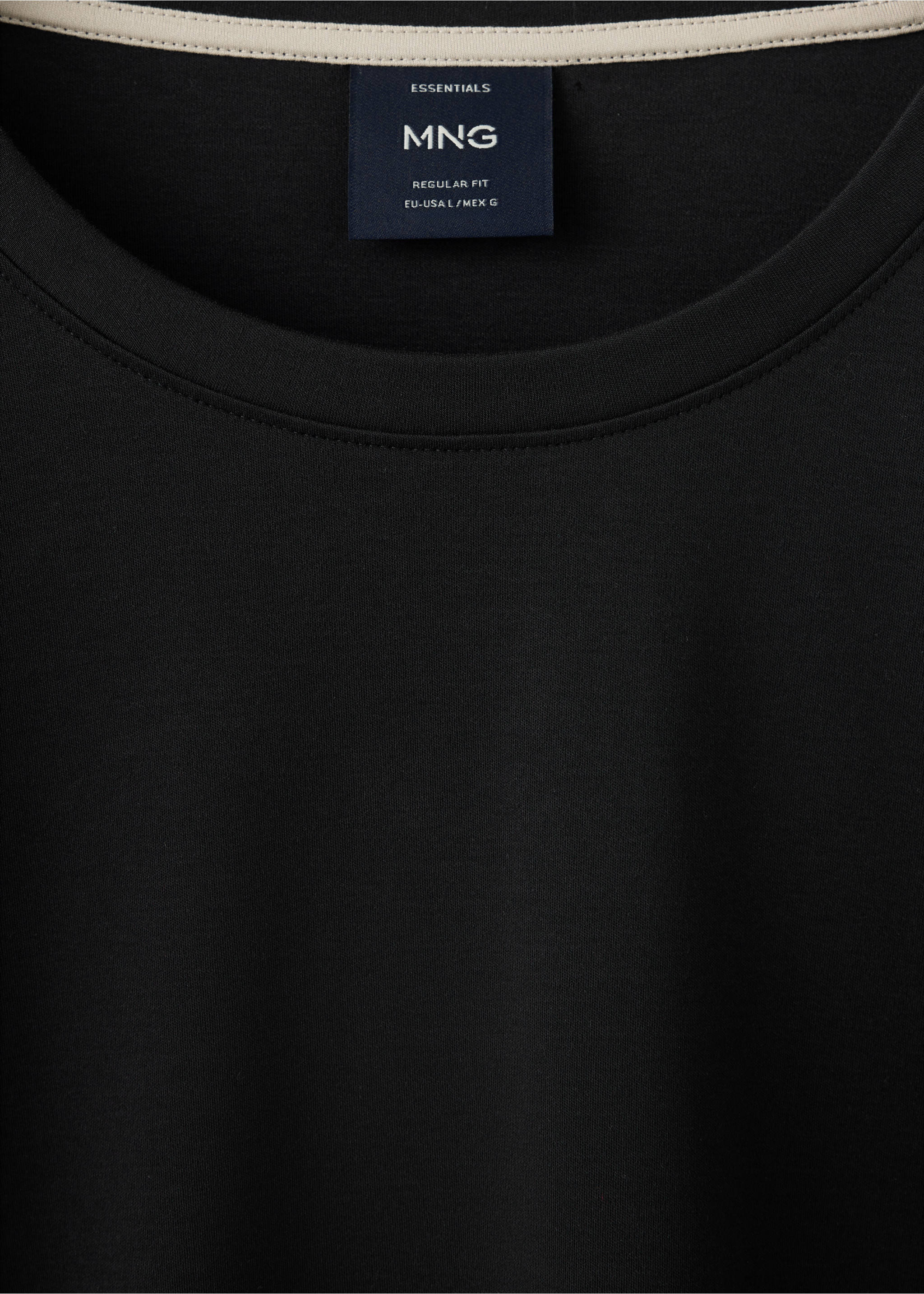 100% cotton T-shirt regular fit - Details of the article 8, Black. Ref: 37045999-00.