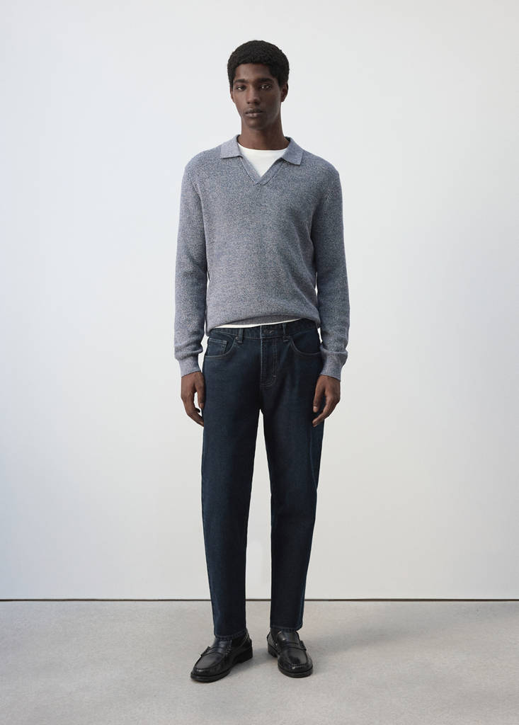 Jeansy Ben cropped tapered fit intensywny granatowy - Mężczyzna - 48 - MANGO MAN