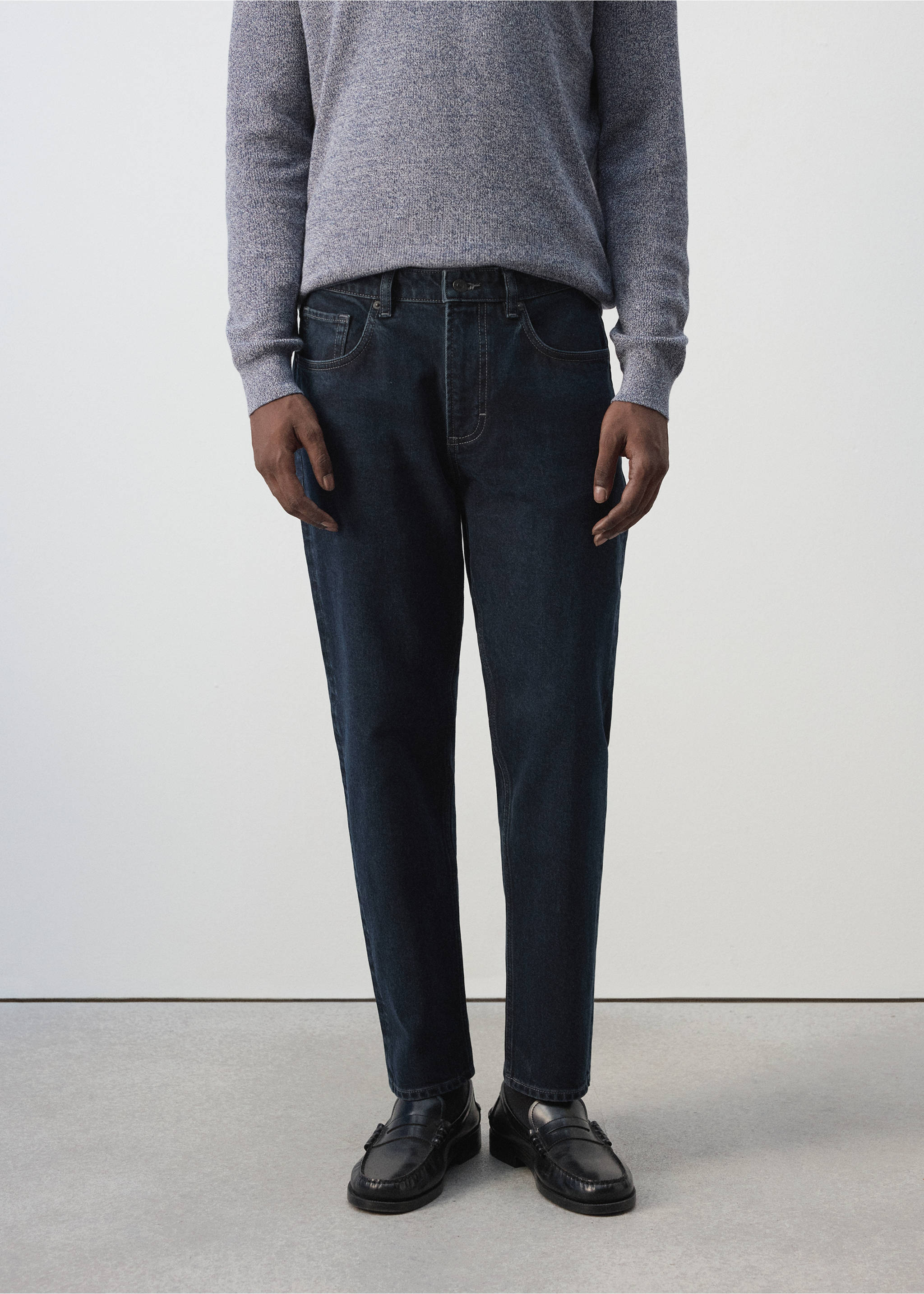 Ben cropped tapered-fit jeans - Medium plane, Deep Dark Blue. Ref: 37046000-00.