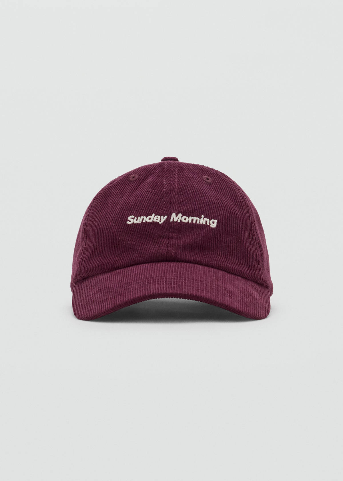 Embroidered corduroy cap — Burgundy