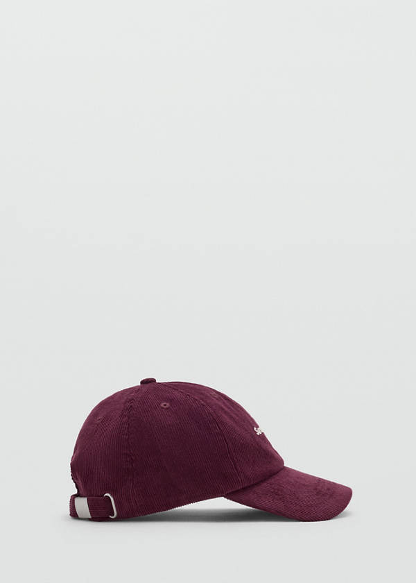 Embroidered corduroy cap — Burgundy