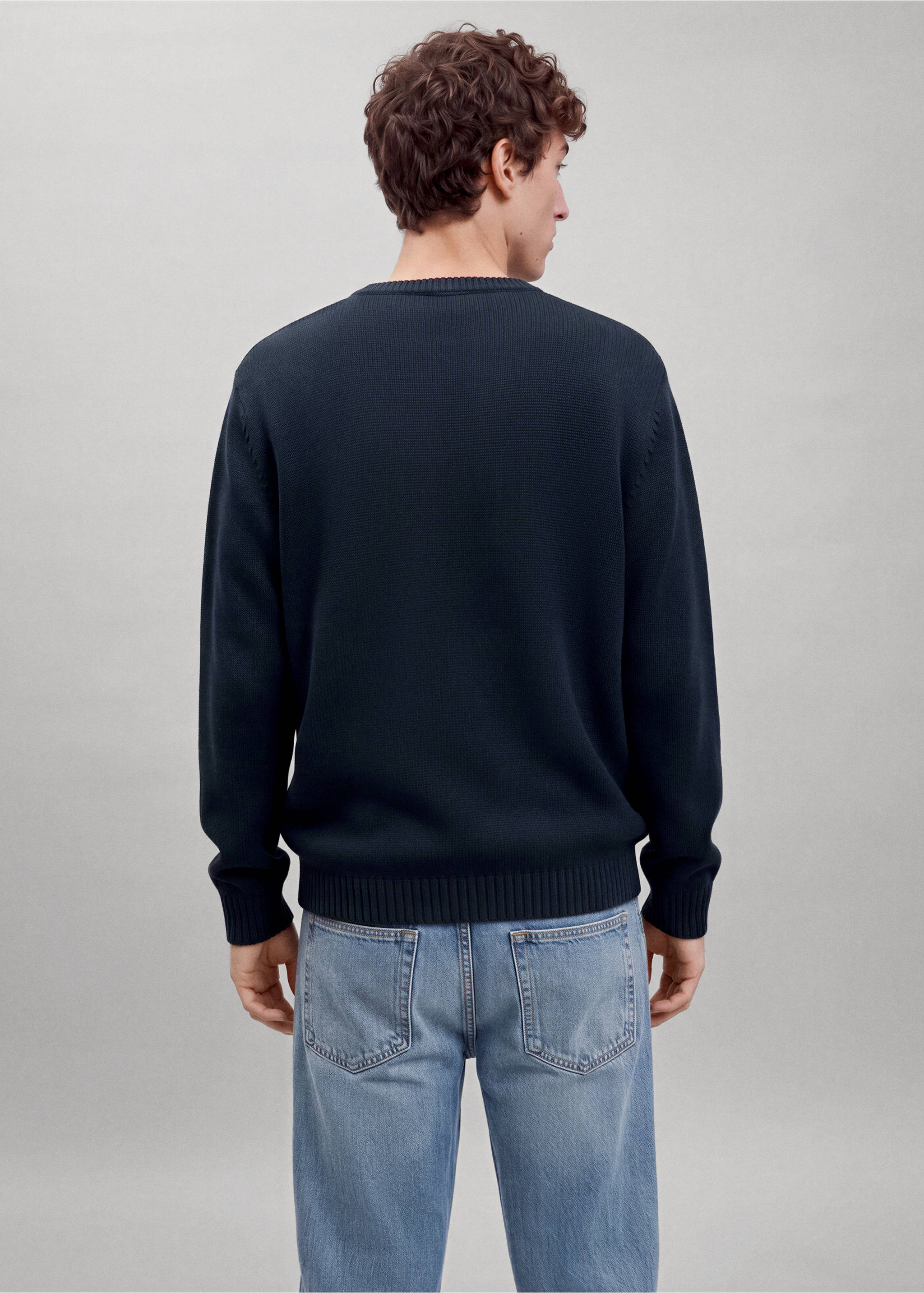 Basic chunky knit jumper - Reverse of the article, Navy. Ref: 37046002-00.