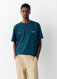 Printed text T-shirt — Petrol Blue 1