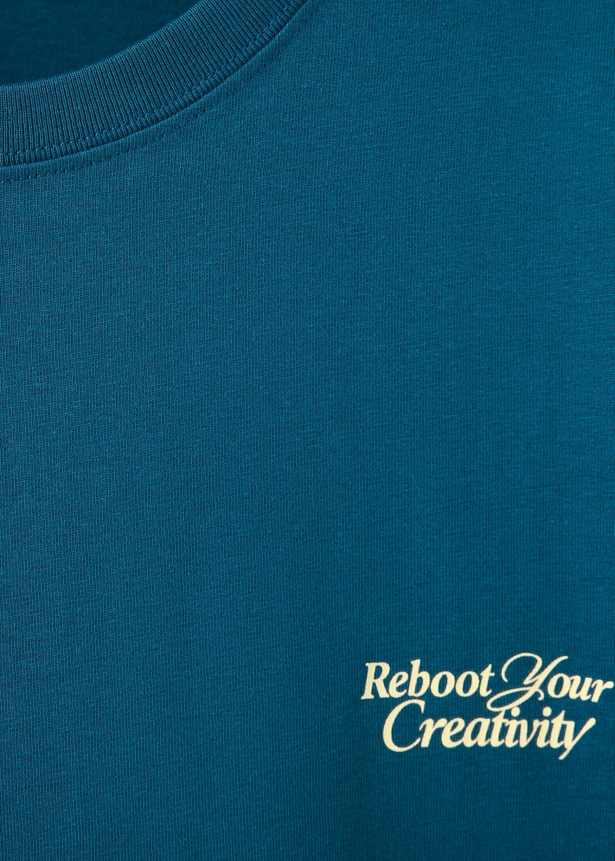 Printed text T-shirt — Petrol Blue