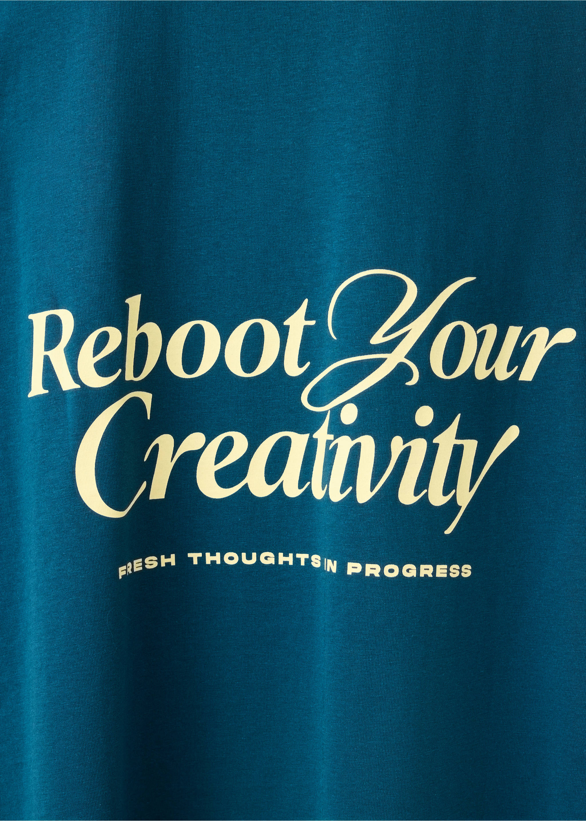 Printed text T-shirt - Details of the article 0, Petrol Blue. Ref: 37046005-00.