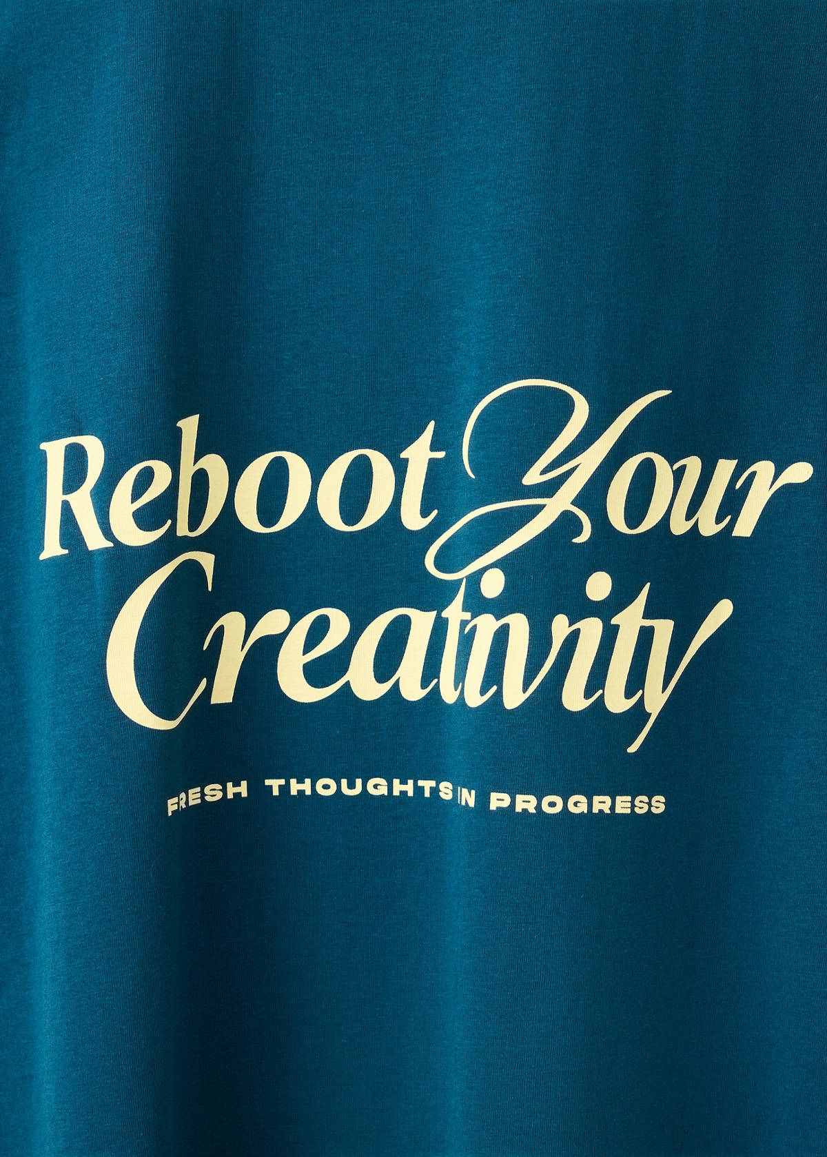Printed text T-shirt — Petrol Blue