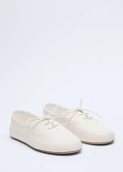 Lace-up leather sneakers — Ecru 4