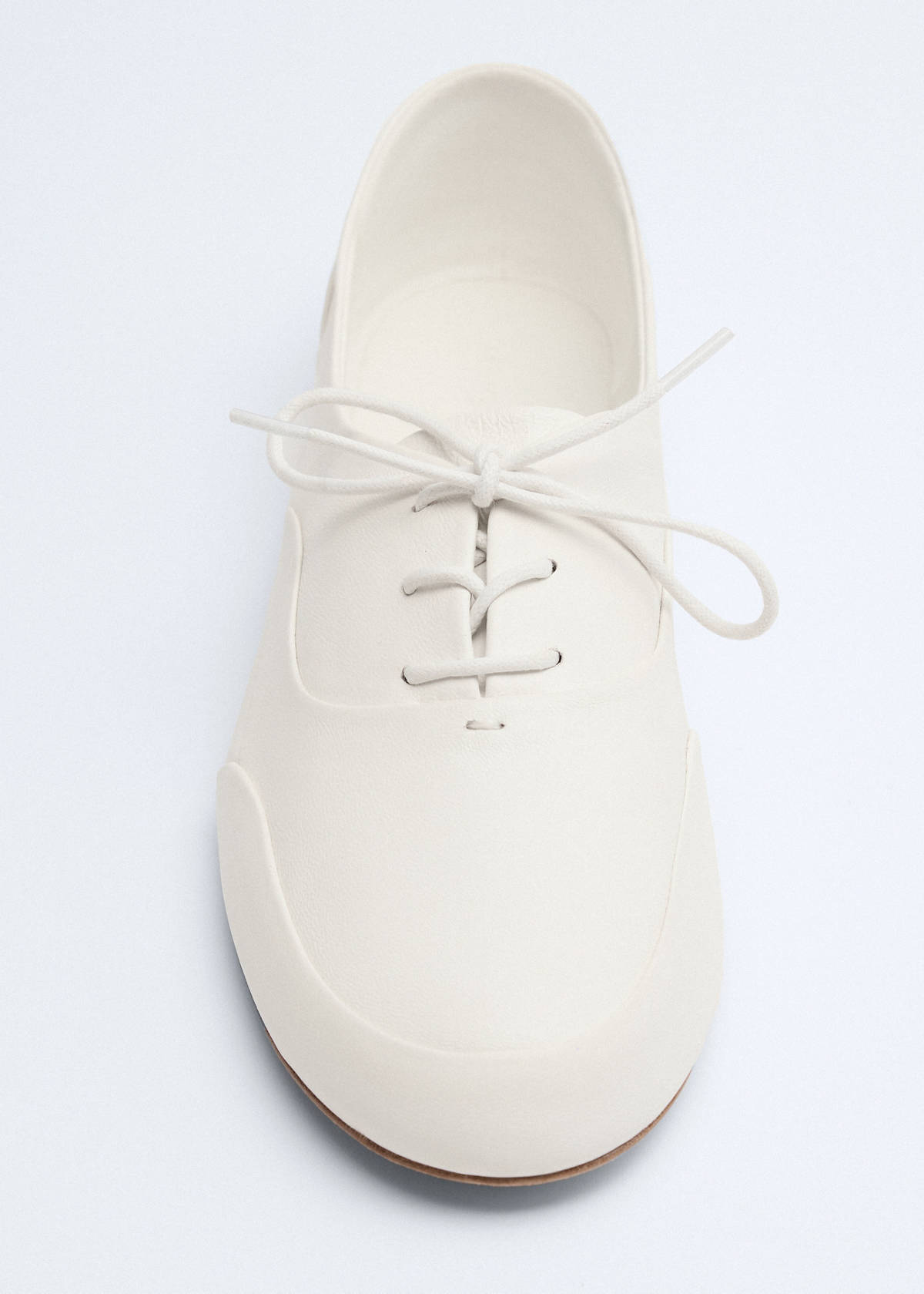 Lace-up leather sneakers — Ecru