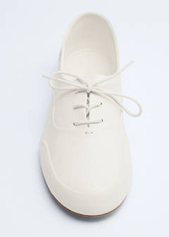Lace-up leather sneakers — Ecru 9