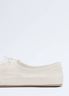 Lace-up leather sneakers — Ecru 10