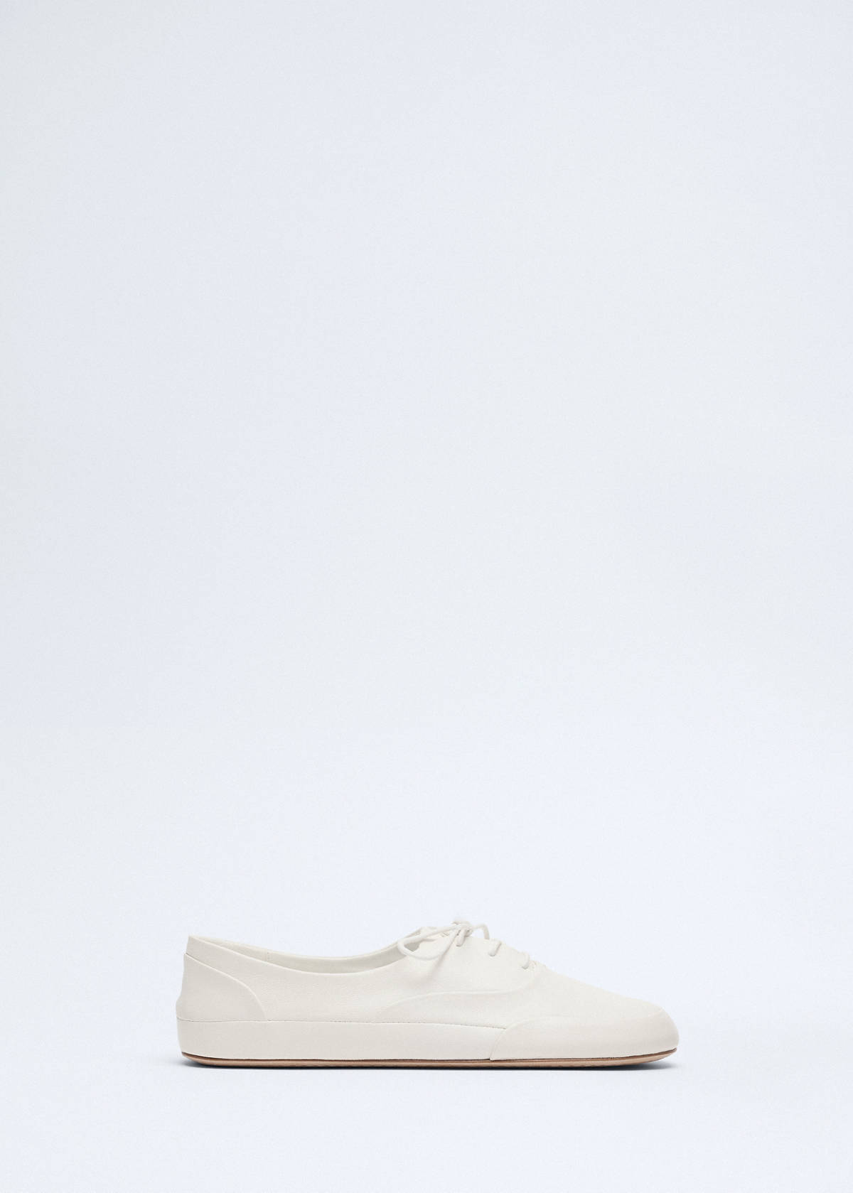 Lace-up leather sneakers — Ecru