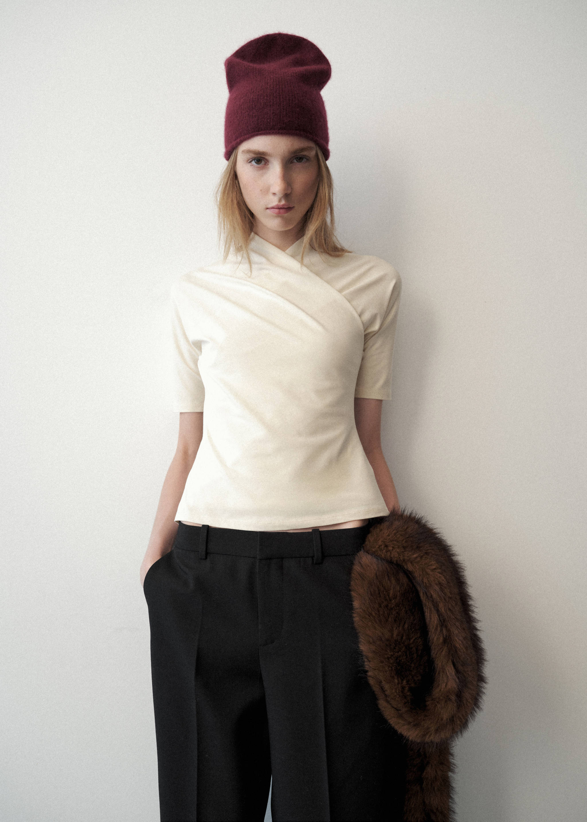 Fitted wrap-effect top - Medium plane