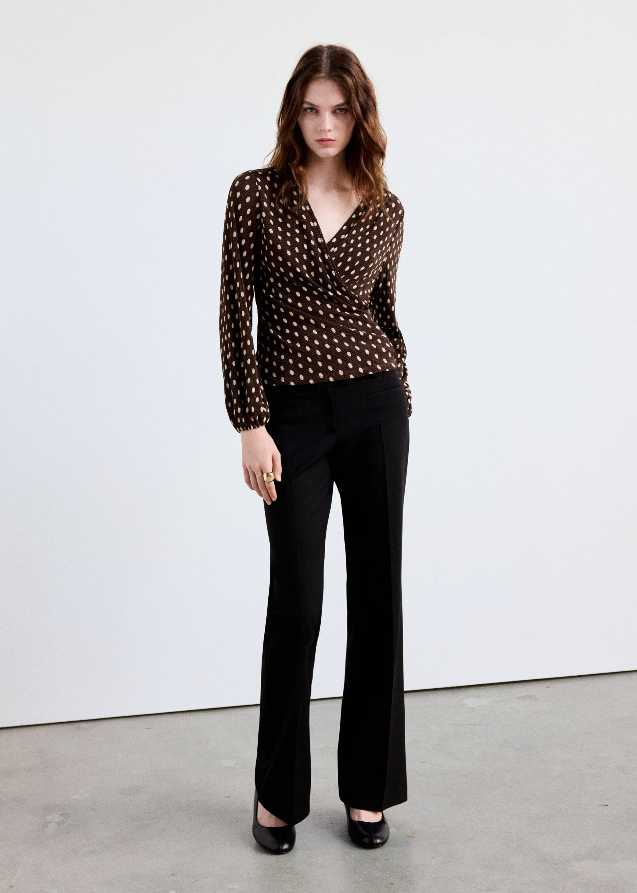 Polka dot wrap blouse - General plane, Brown. Ref: 37046013-00.