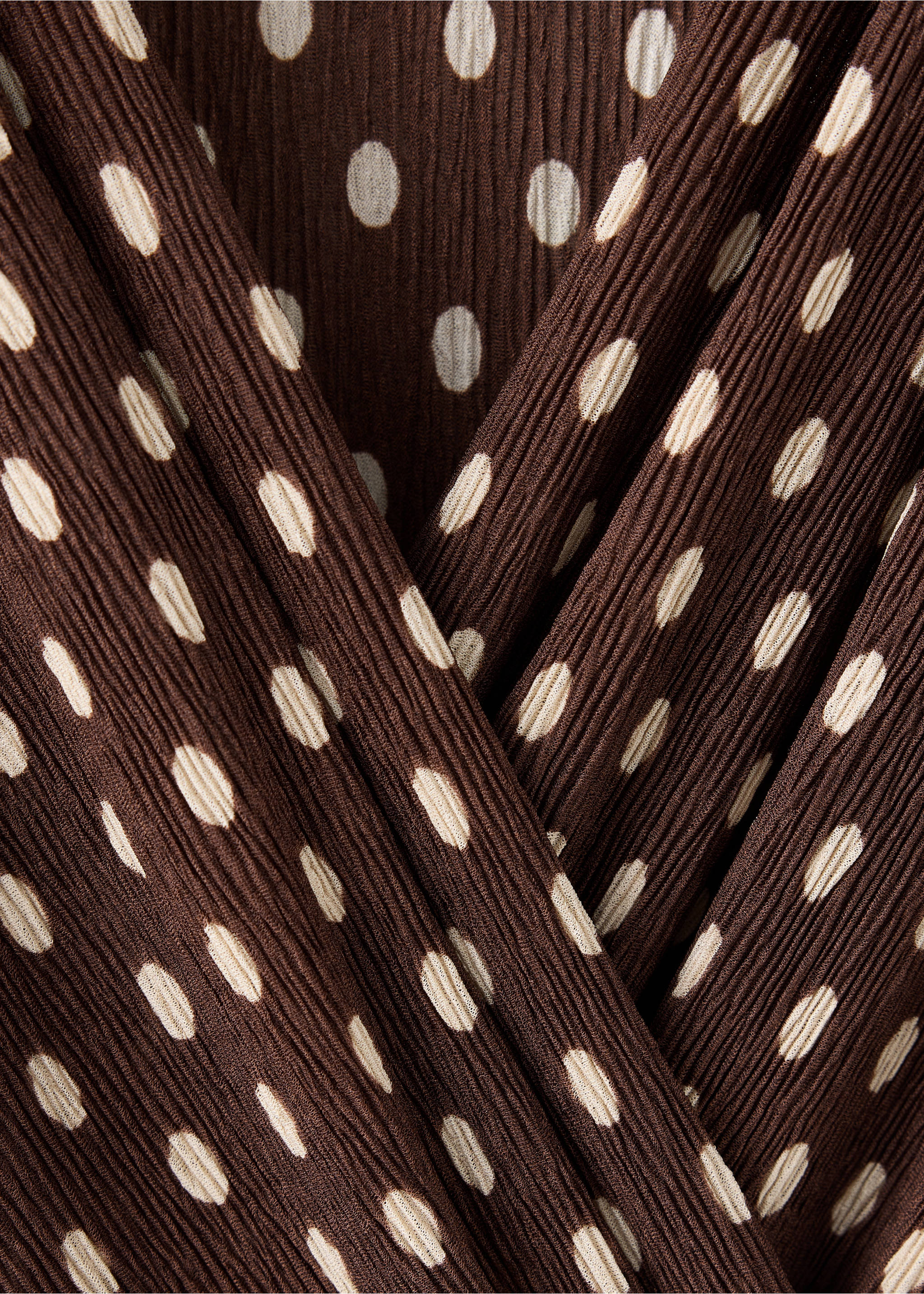 Polka dot wrap blouse - Details of the article 8, Brown. Ref: 37046013-00.