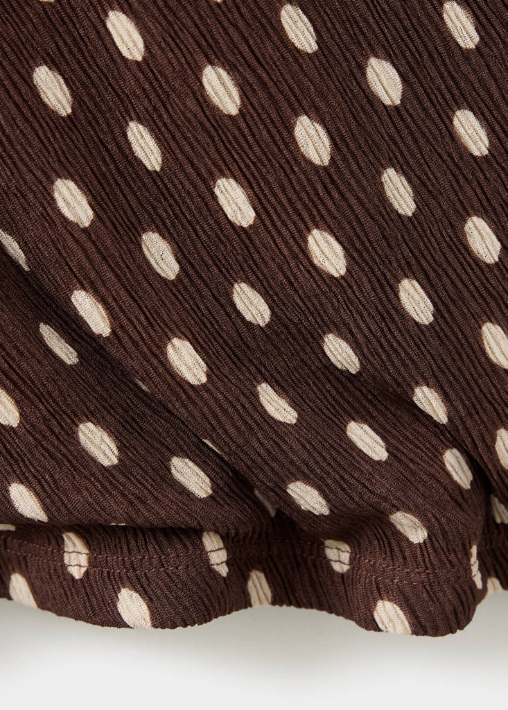 Polka dot wrap blouse — Brown