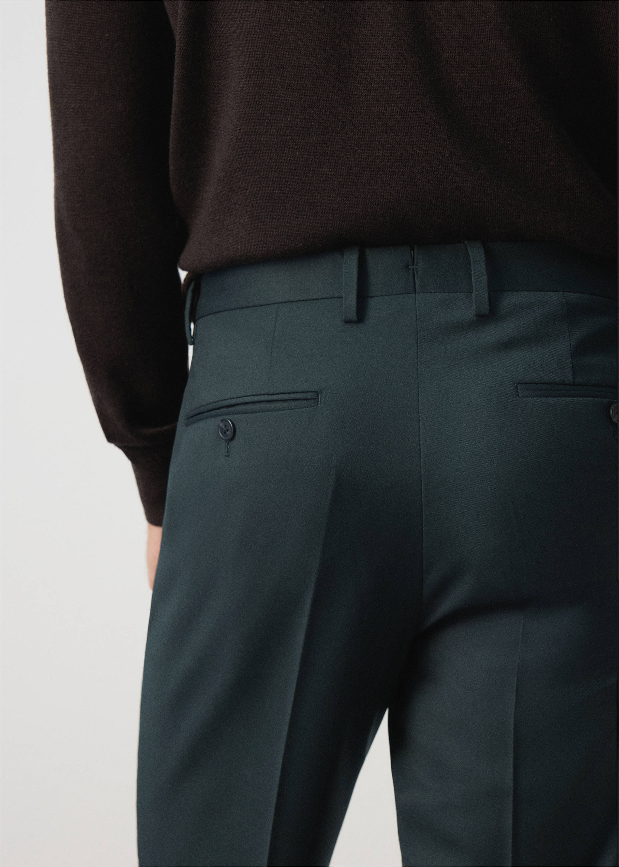 Turin 100% wool suit trousers - Details of the article 3, Dark Green. Ref: 37046324-00.