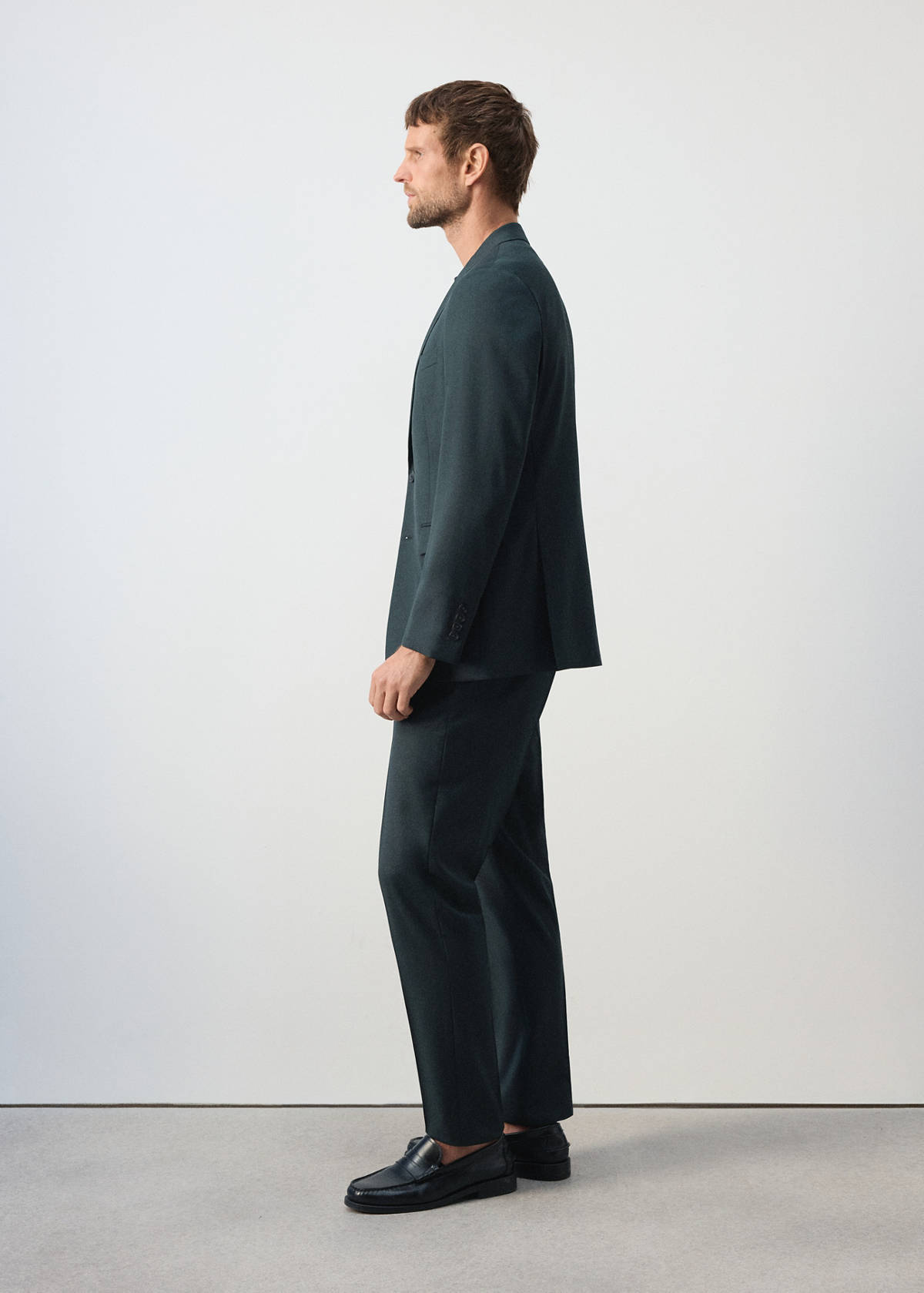 Turin suit trousers, 100% virgin wool, slim fit — Dark Green