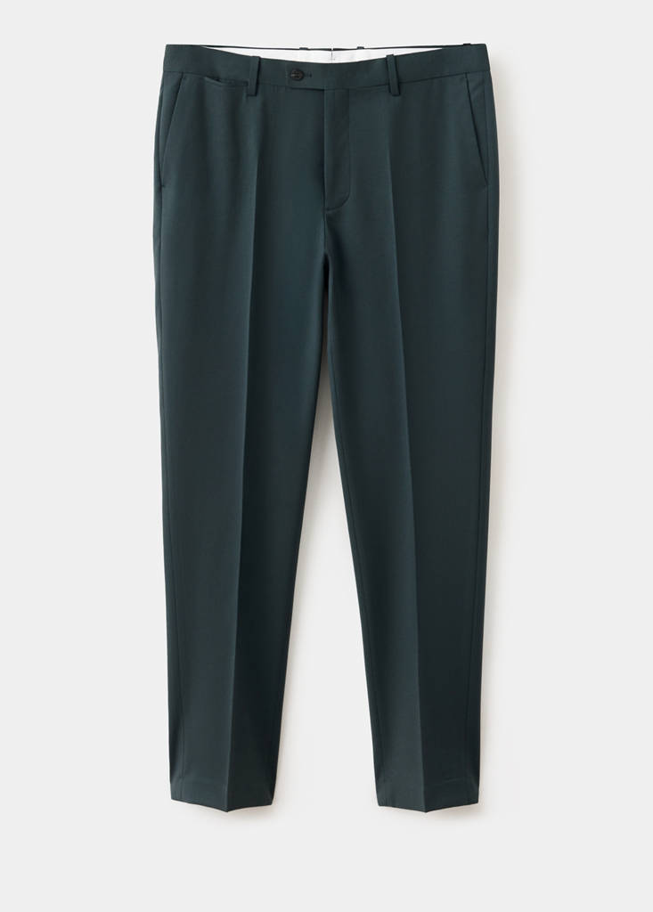 Turin 100% wool suit trousers — Dark Green