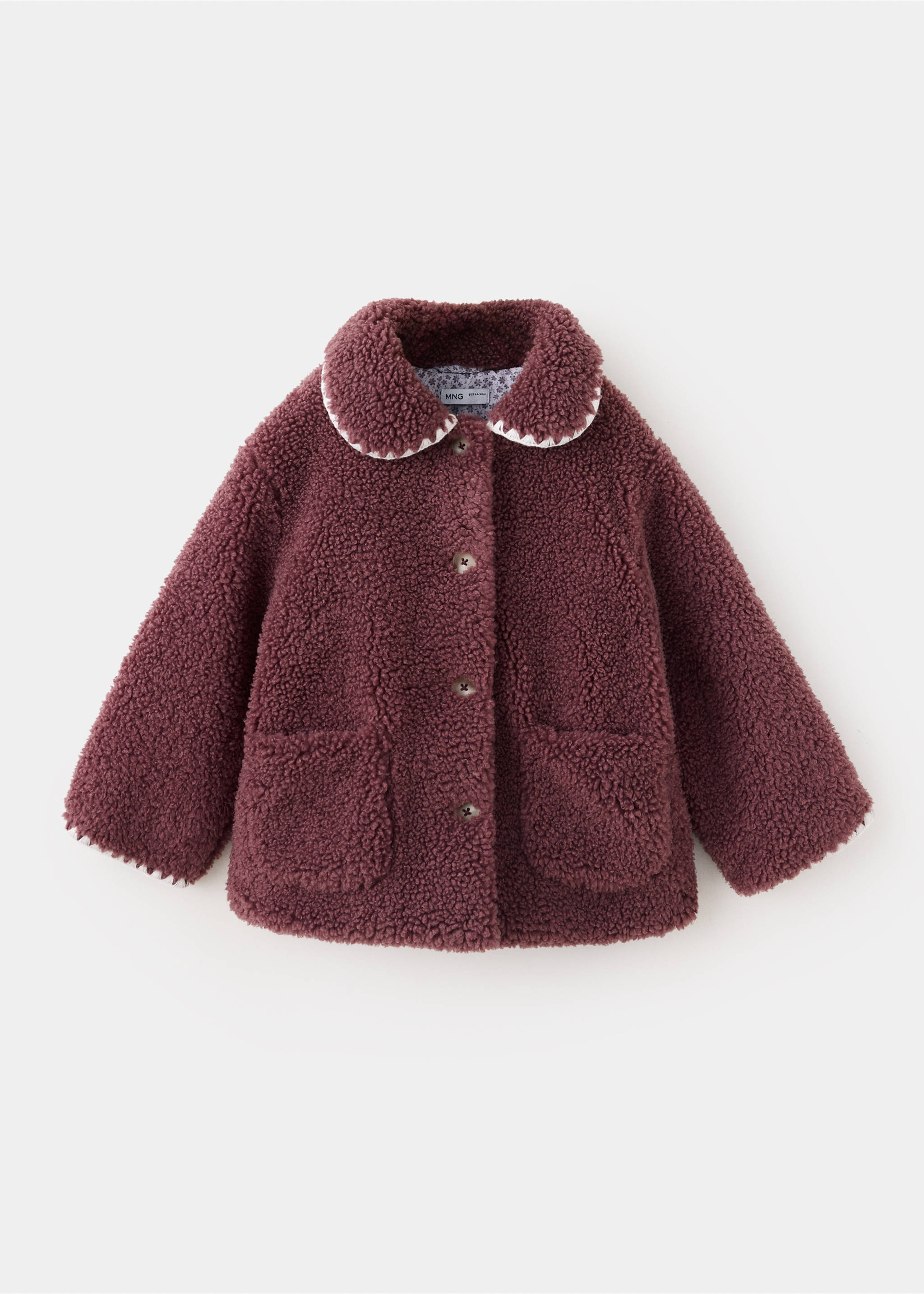 Manteau imitation mouton - Article sans modèle, Cerise. Ref: 37046325-00.