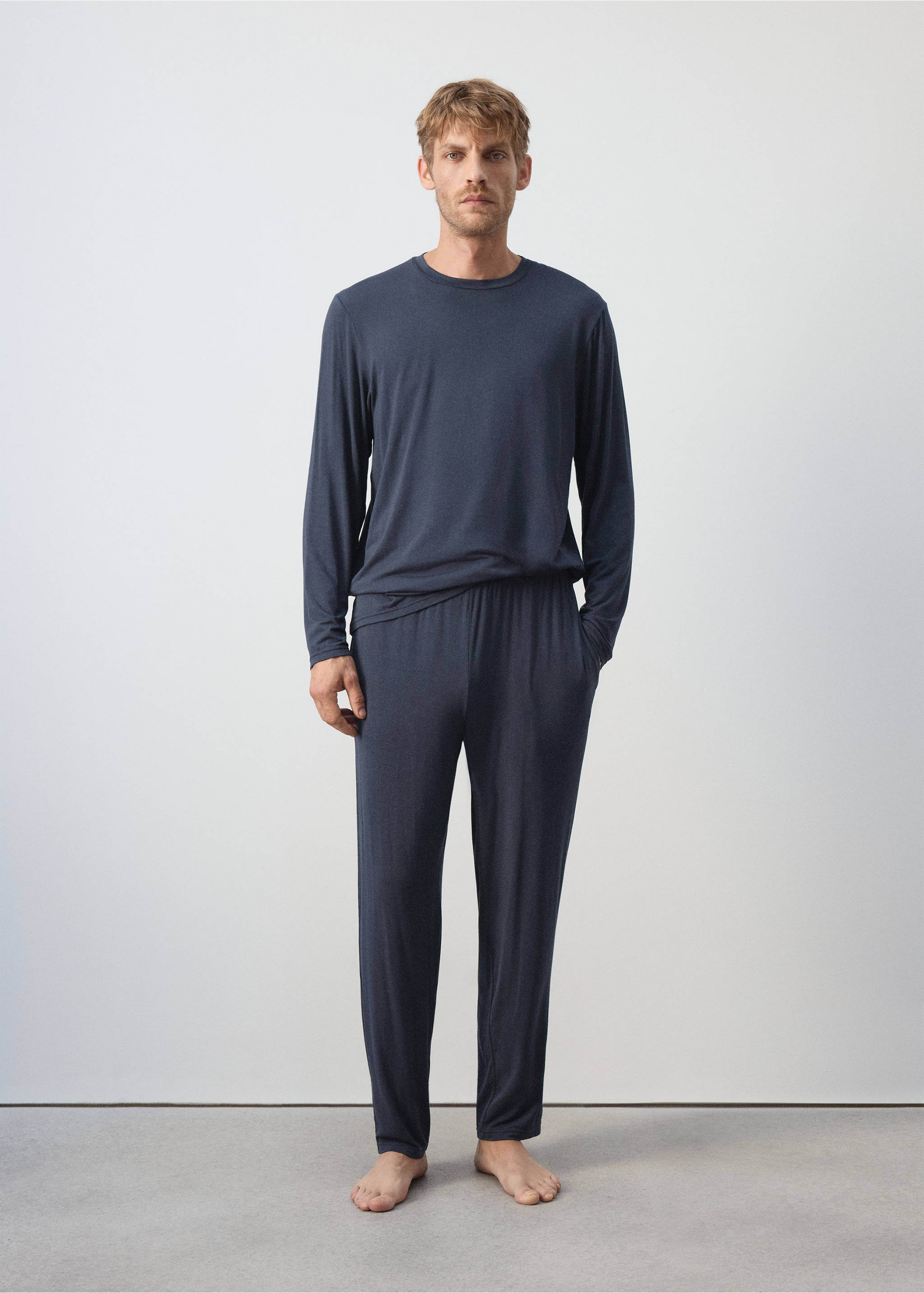 Pack of long modal pyjamas - General plane, Navy. Ref: 37046326-00.