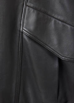 Oversized leather jacket with funnel neck — Chocolate 7
