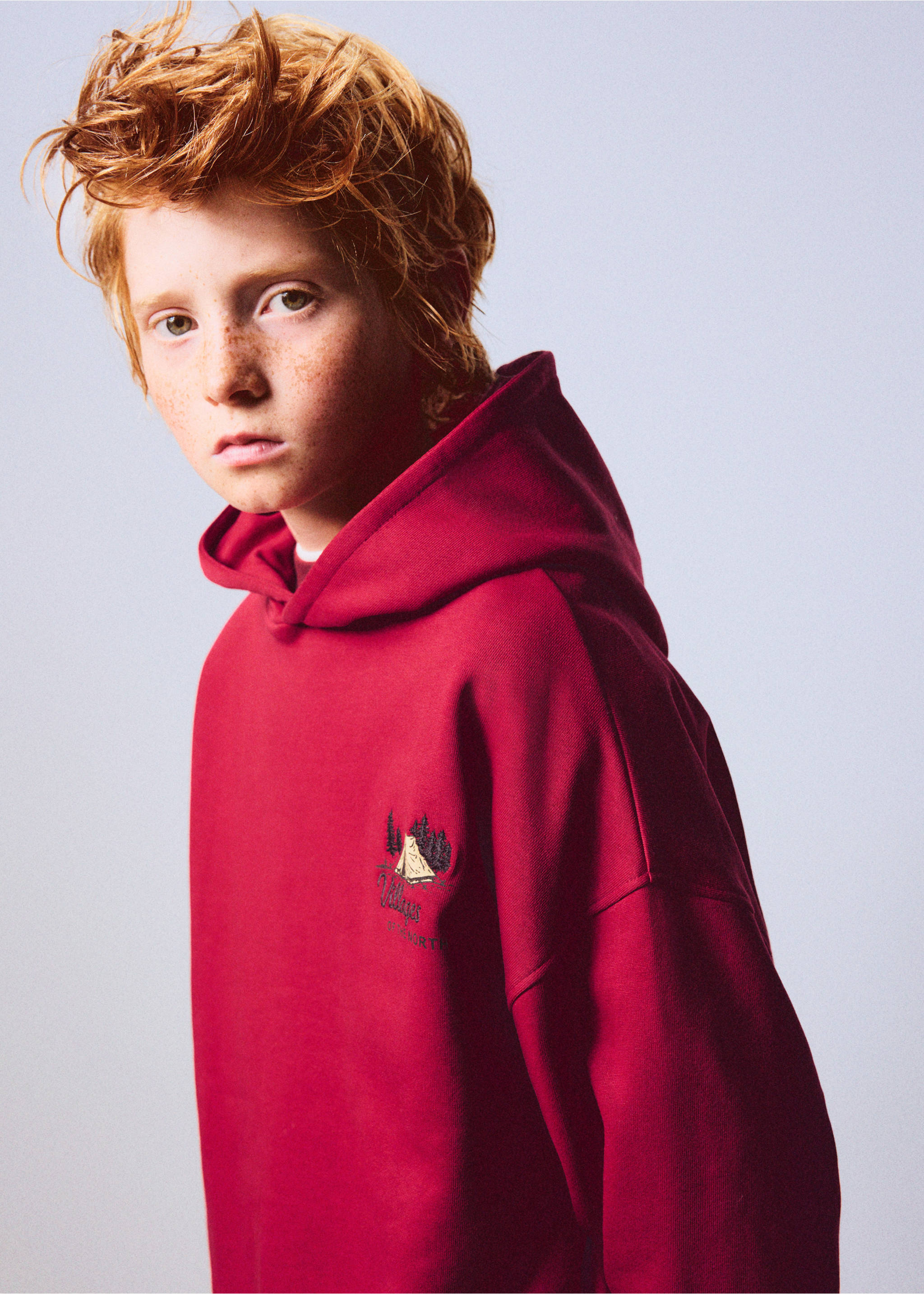 Oversized hoodie - Details of the article 1, Red. Ref: 37046330-00.