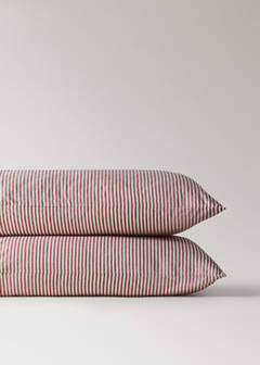 Two striped cotton pillowcases 50 x 75 cm — Red 3