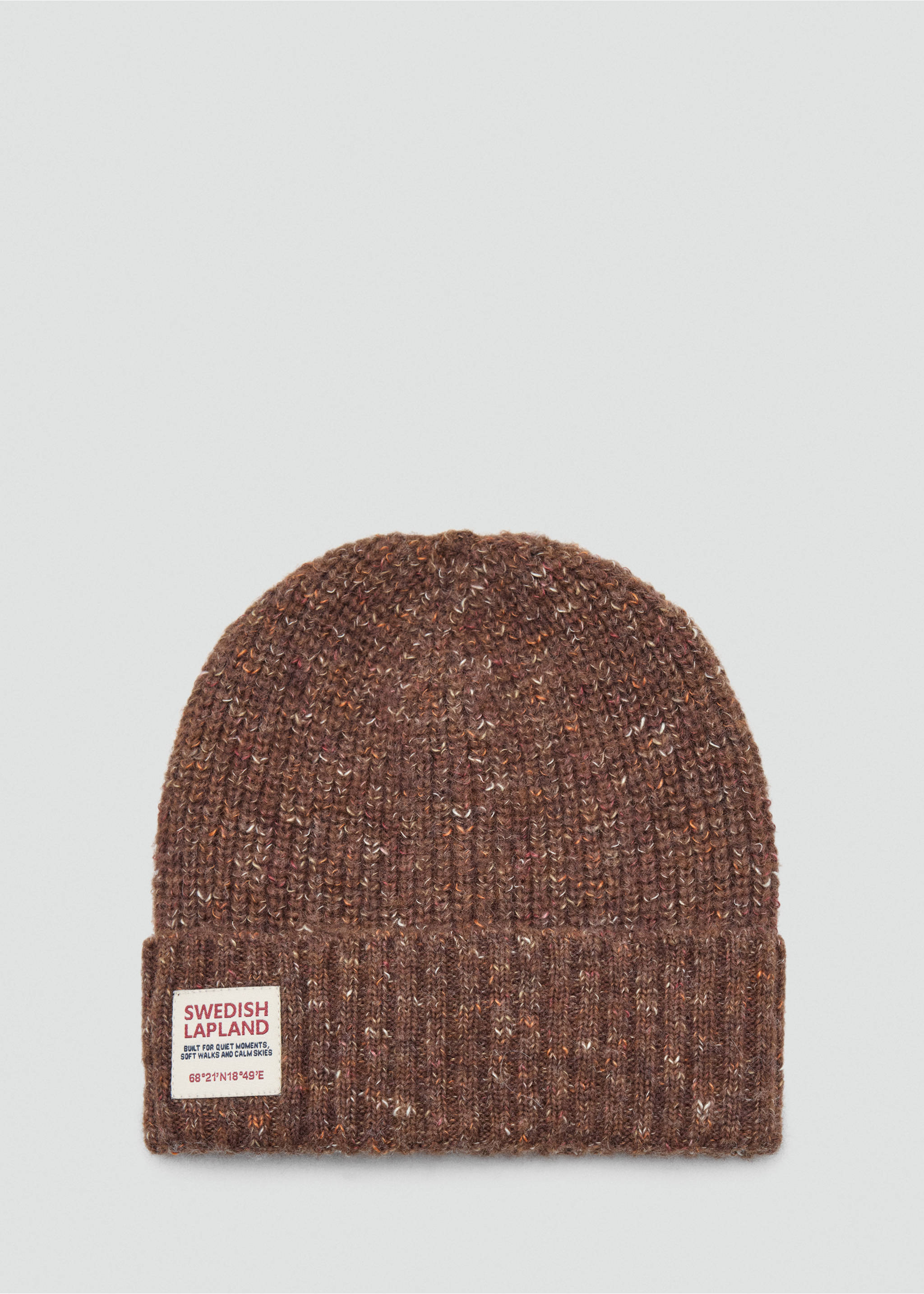 Flecked knit beanie - Article without model, Brown. Ref: 37046334-00.