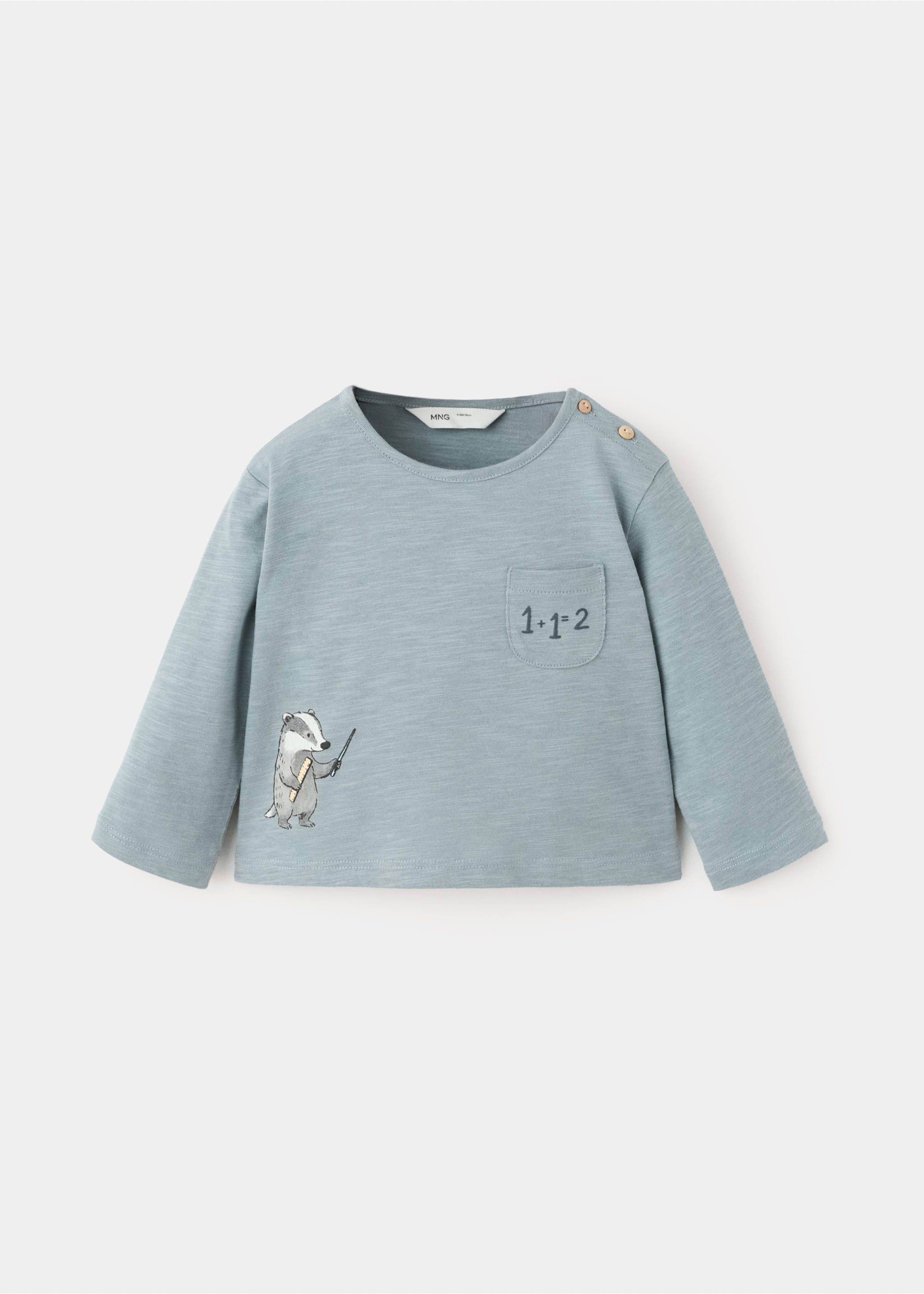 Printed detail T-shirt - Article without model, Blue. Ref: 37046340-00.