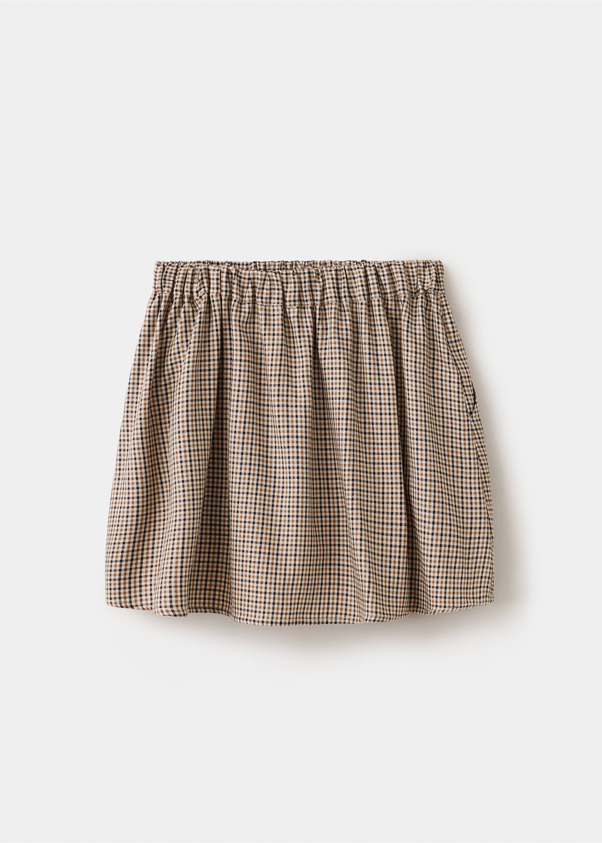 Checked skirt with elasticated waist - Reverse of the article, Beige. Ref: 37046341-00.