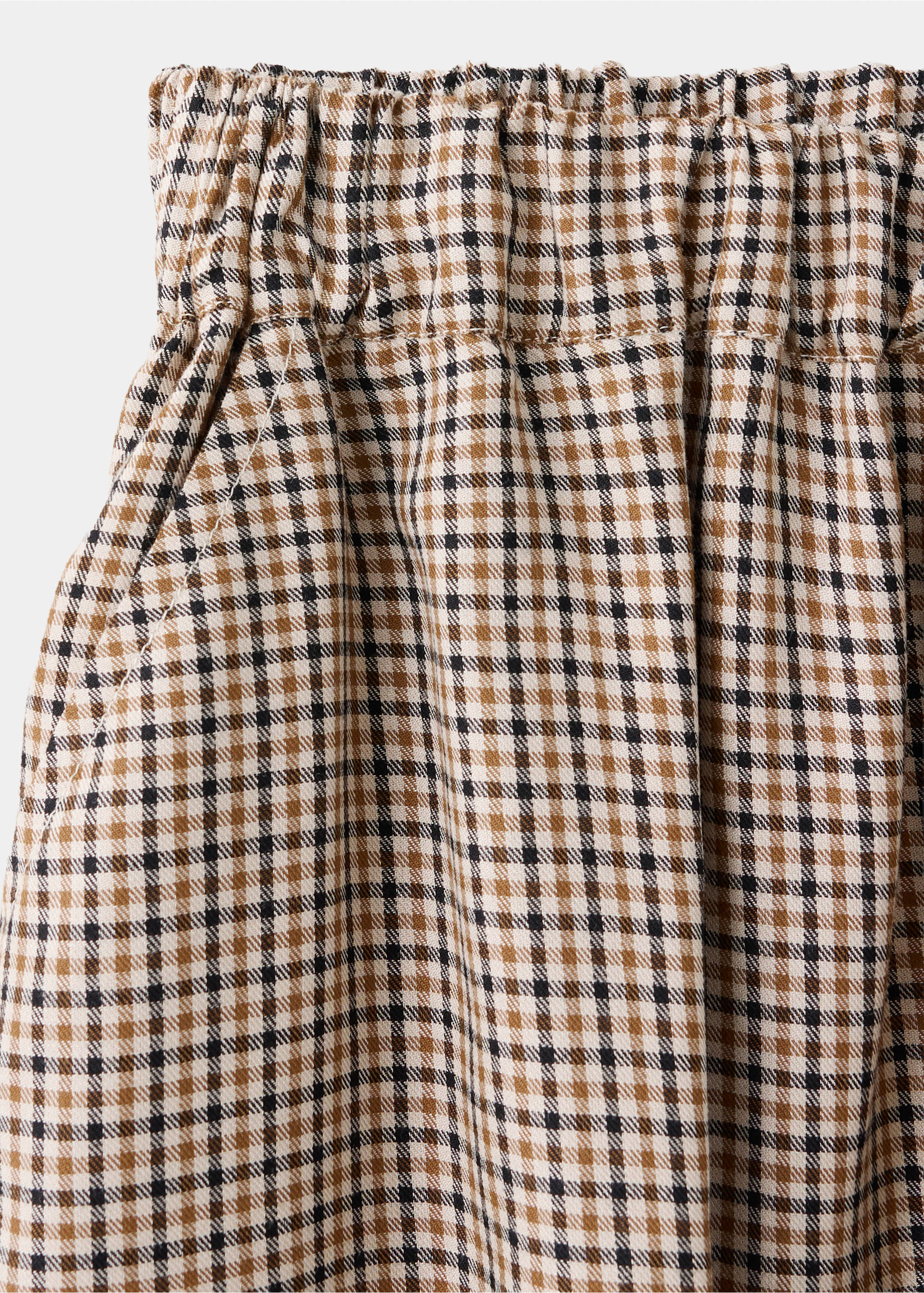 Checked skirt with elasticated waist - Details of the article 8, Beige. Ref: 37046341-00.