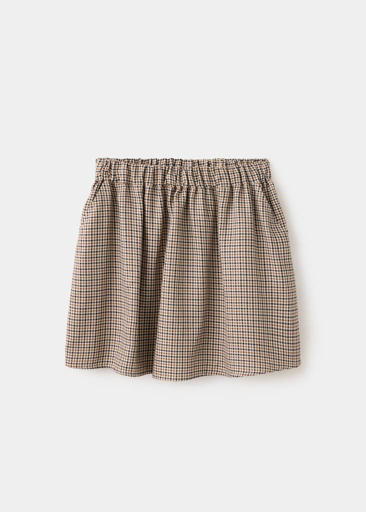 Spódnica w kratę z gumką w pasie beżowy - Dzieci - 9-10 lata - MANGO KIDS
