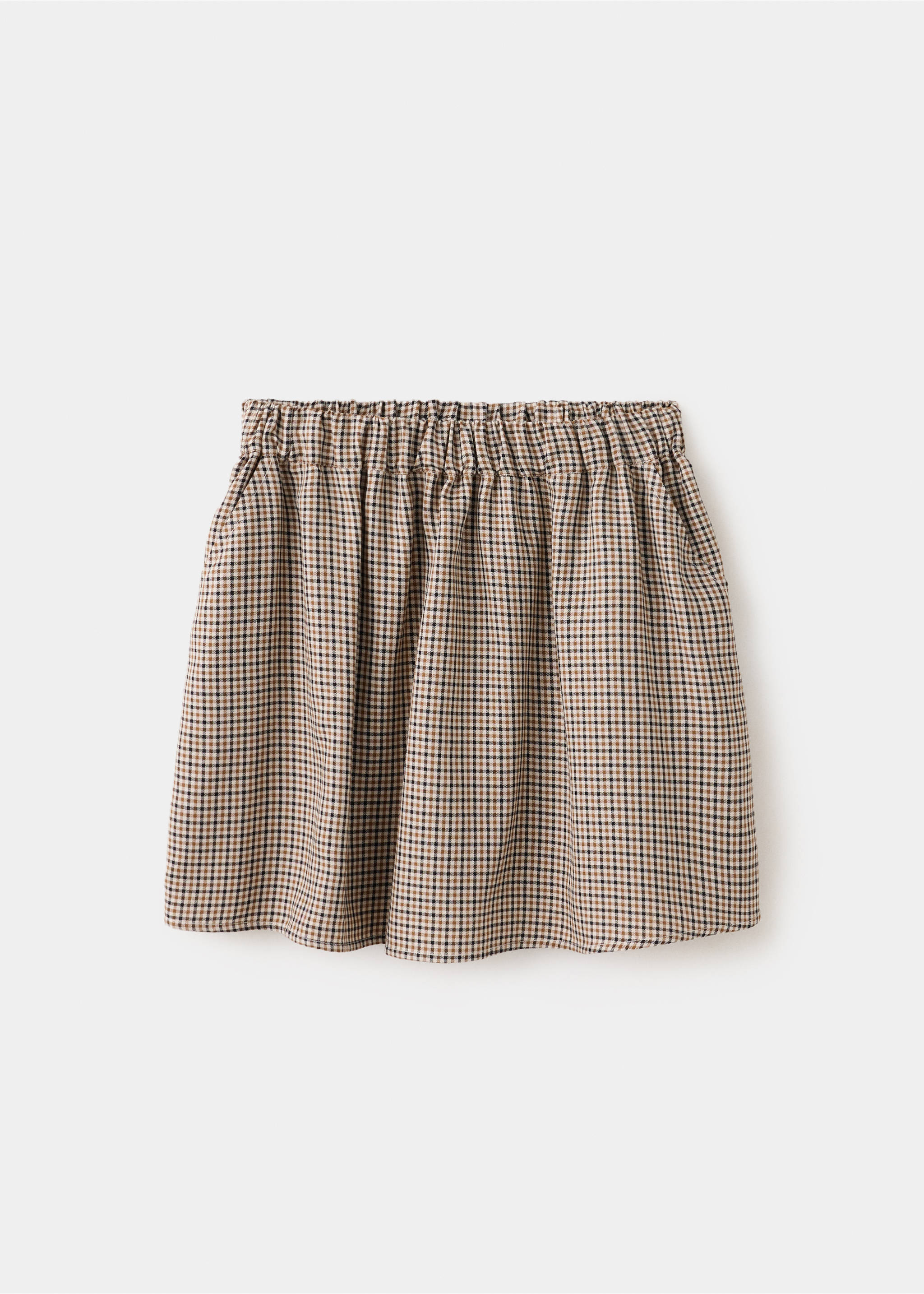 Checked skirt with elasticated waist - Article without model, Beige. Ref: 37046341-00.