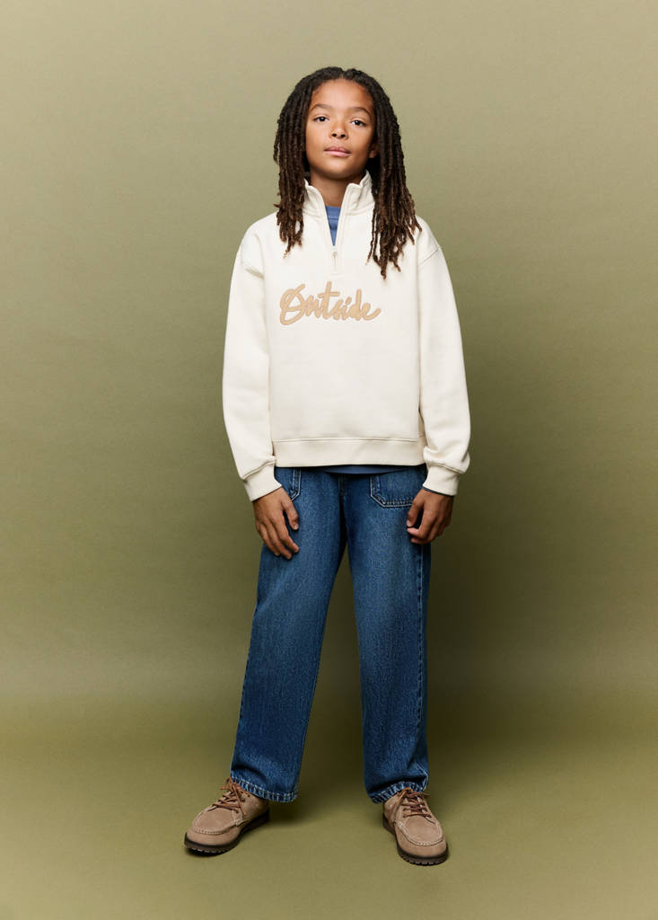 Sweatshirt with embroidered detail — Sand