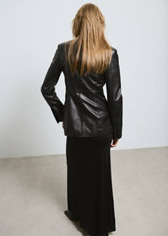 Leather round-neck blazer — Black 3