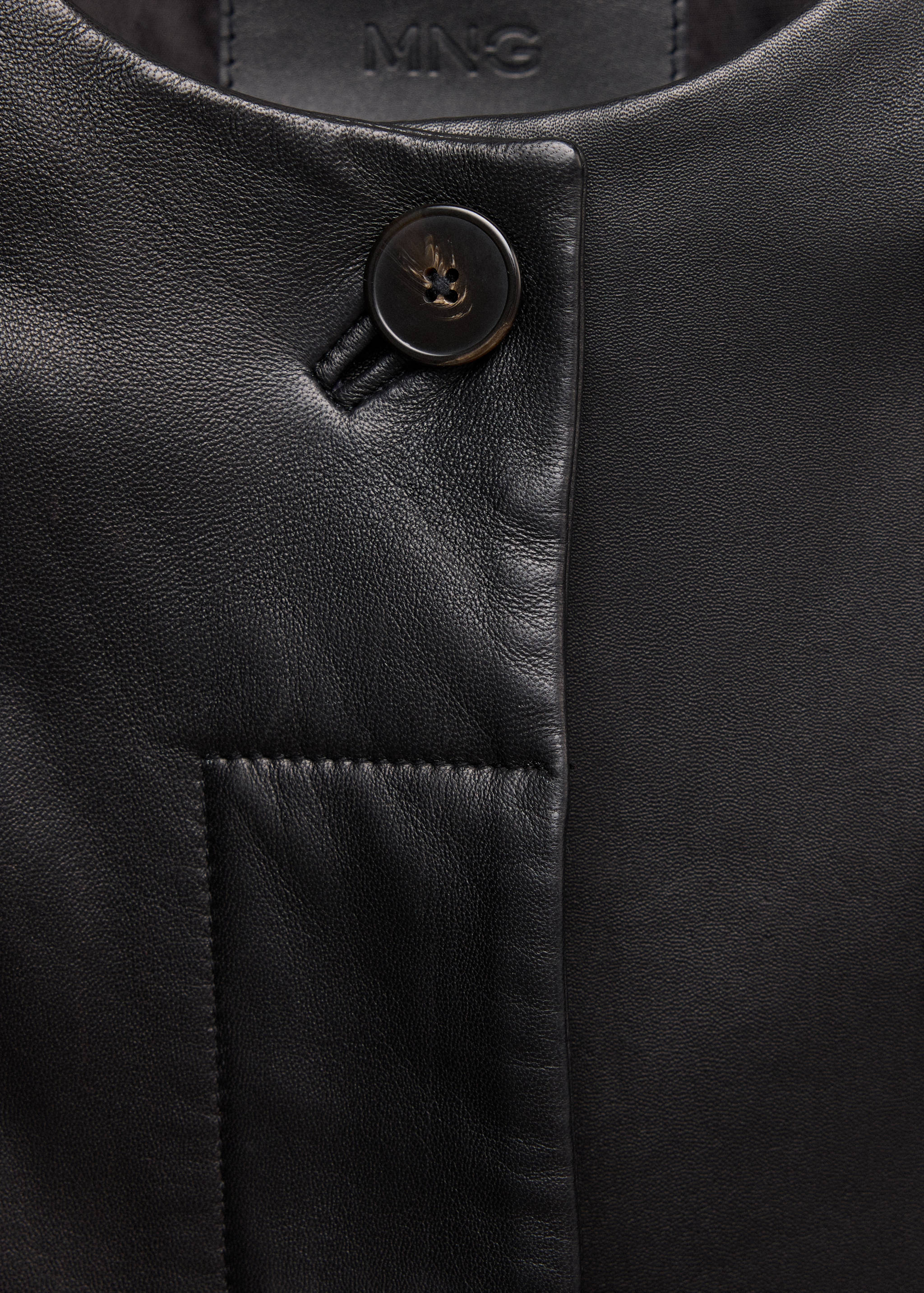 Round-neck leather blazer - Details of the article 8