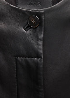 Leather round-neck blazer — Black 6