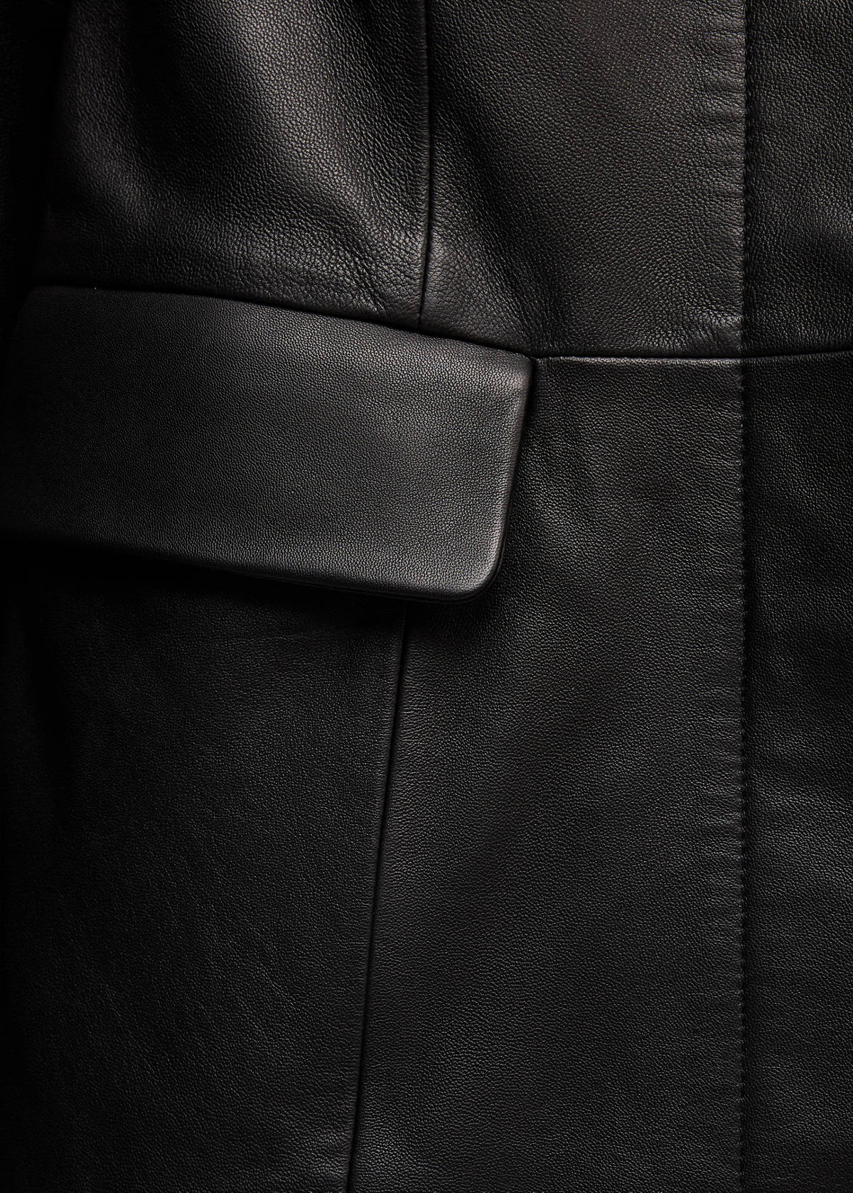 Leather round-neck blazer — Black