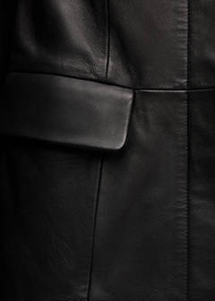 Leather round-neck blazer — Black 7