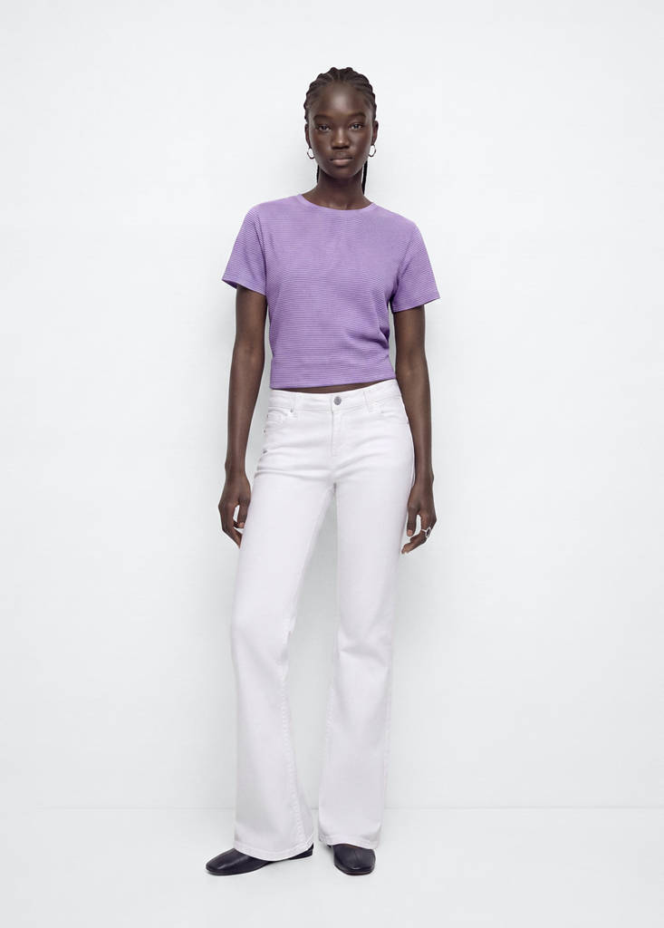 Fine-striped cotton T-shirt