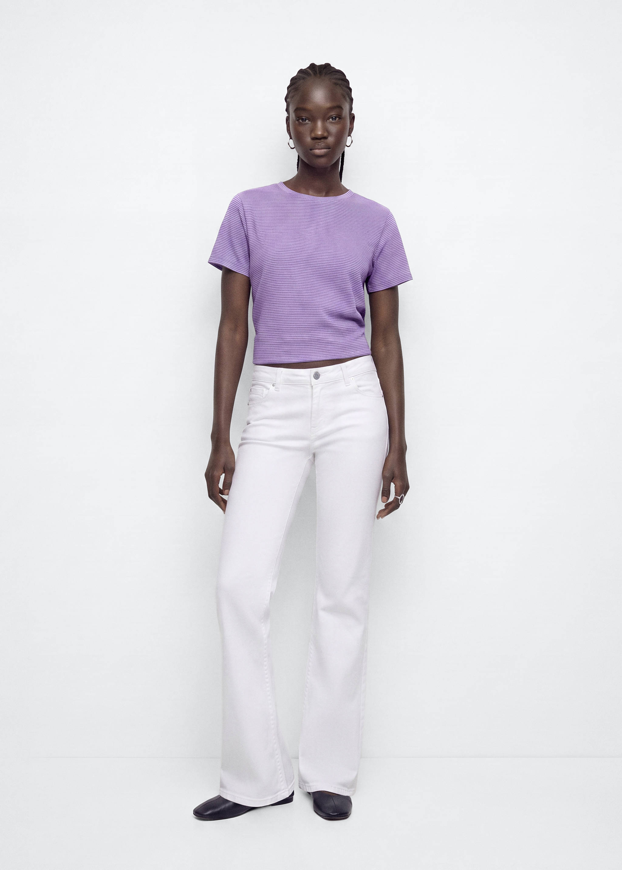 Fine-striped cotton T-shirt - General plane