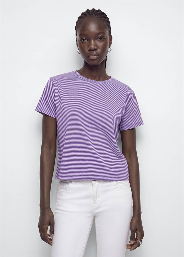 Fine-striped cotton T-shirt - thumbnail 2