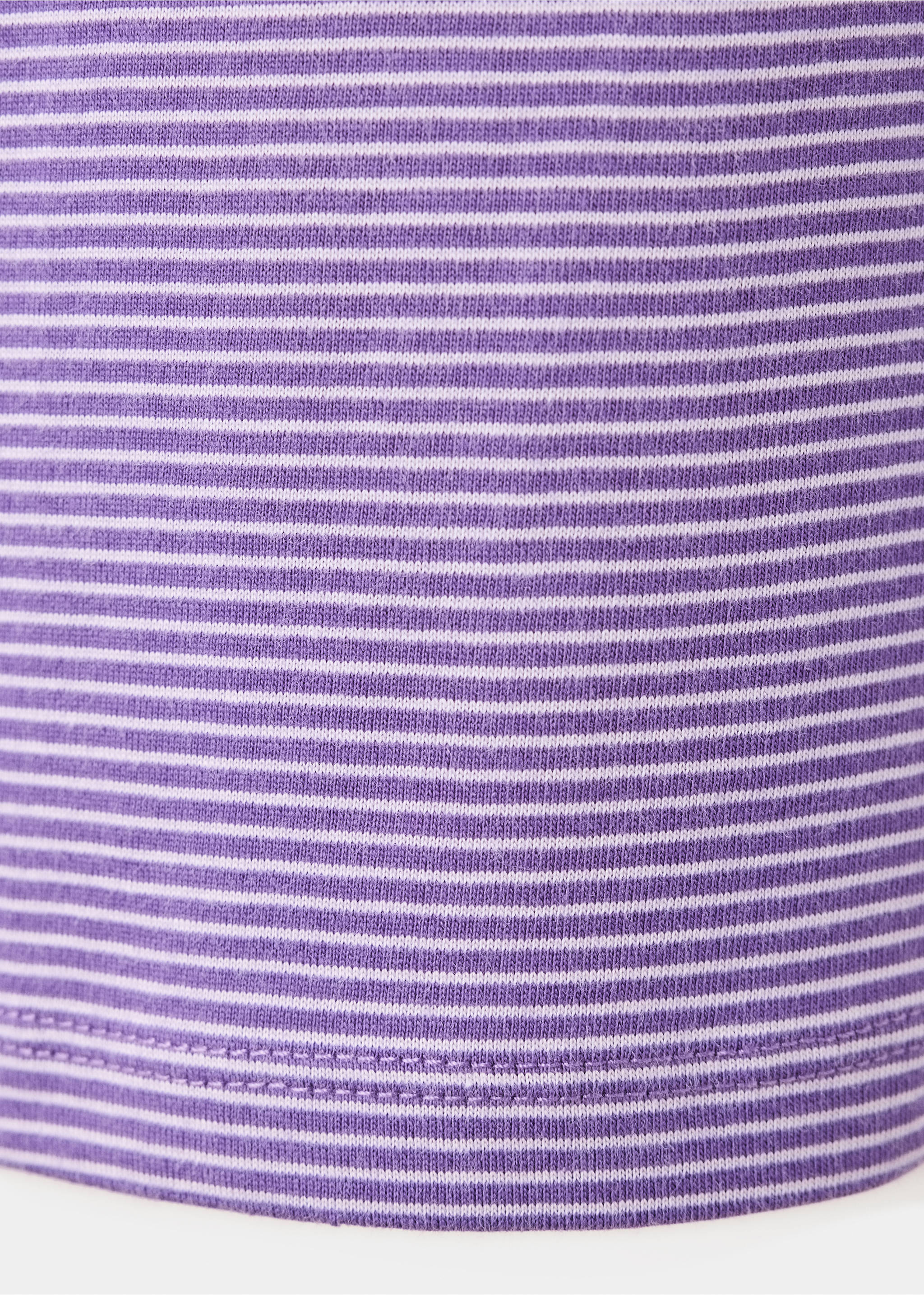 Fine-striped cotton T-shirt - Details of the article 0, Lilac. Ref: 37046352-00.